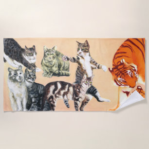 Cats Going to the Beach Beach Towel