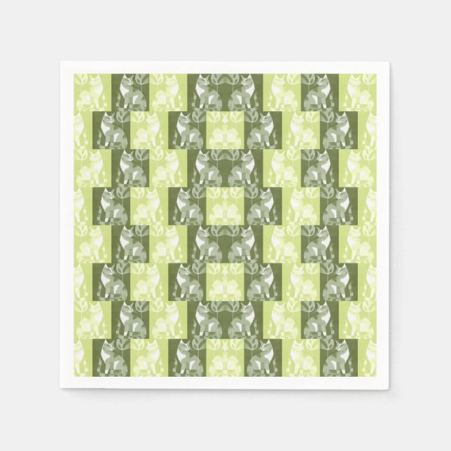 Cats green napkin (Front)