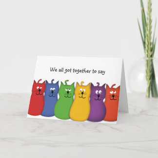 Cats Group Birthday Get Well Congrats Good Luck Card