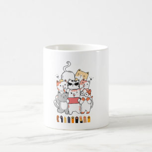 cats group design  coffee mug