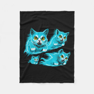 Cats Halloween Funny Flying Ghost Tee Fleece Blanket