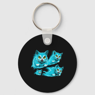 Cats Halloween Funny Flying Ghost Tee Key Ring