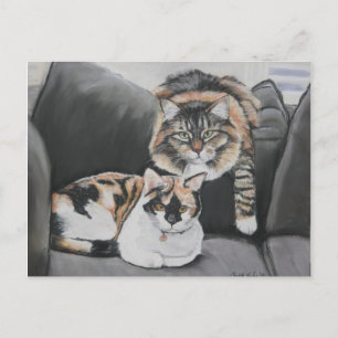 Cats Hanging Out Art Postcard