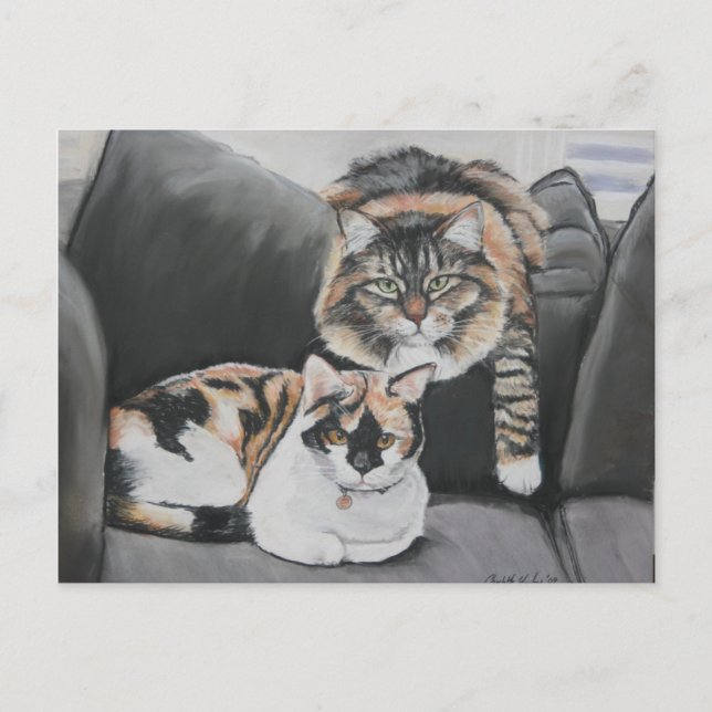 Cats Hanging Out Art Postcard (Front)