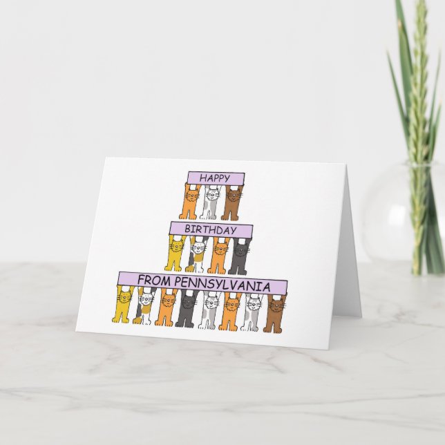 Cats Happy Birthday from Pennsylvania Card (Front)