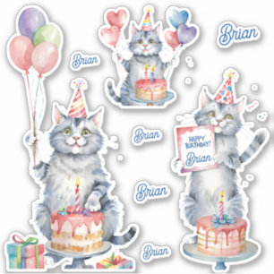 Cats Happy Birthday Personalised