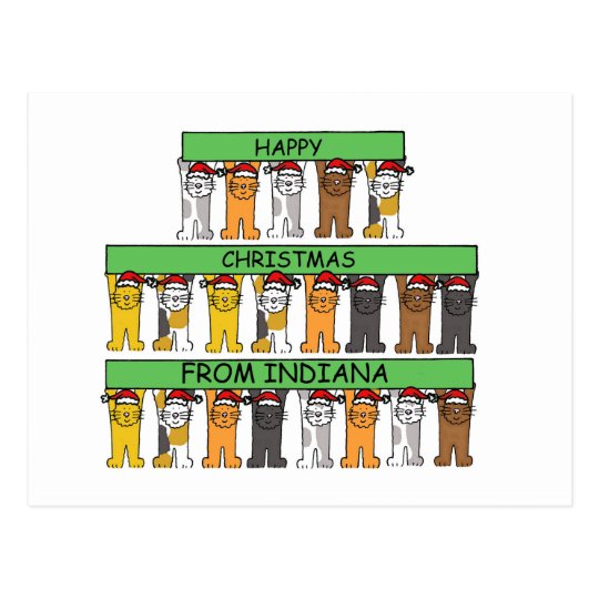 Cats Happy Christmas from Indiana. Postcard