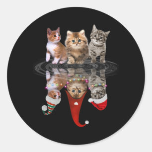 cats happy christmas funny disguise cute classic round sticker