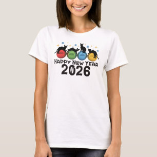 Cats Happy New Year 2026 T-Shirt