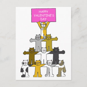 Cats Happy Valentine's Day Holiday Postcard