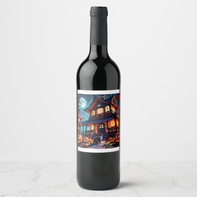 Cats Haunted Fun House Wine Label (Front)