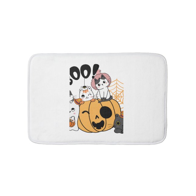 Cats Having Fun On Halloween Sticker Bath Mat (Front)