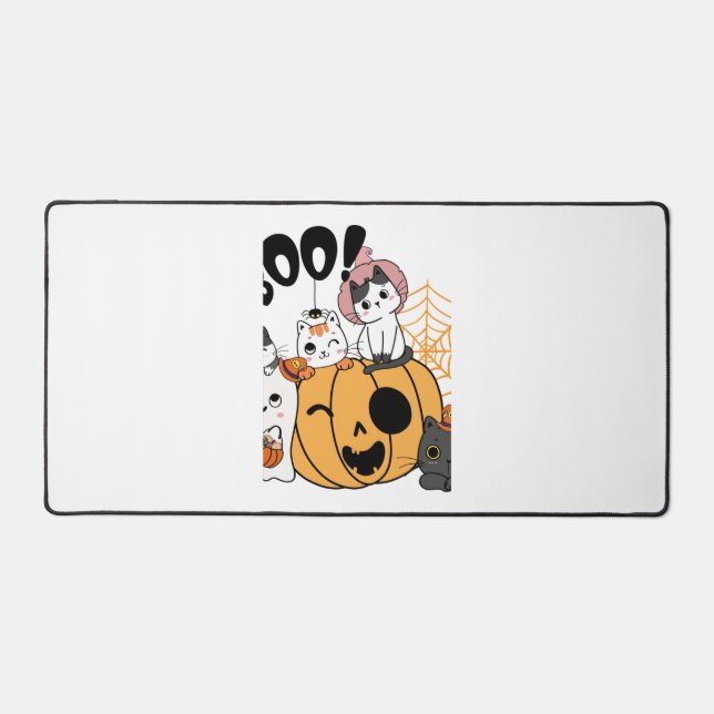 Cats Having Fun On Halloween Sticker Desk Mat (Front)