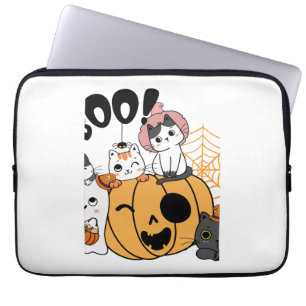 Cats Having Fun On Halloween Sticker Laptop Sleeve
