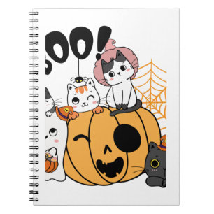 Cats Having Fun On Halloween Sticker Notebook