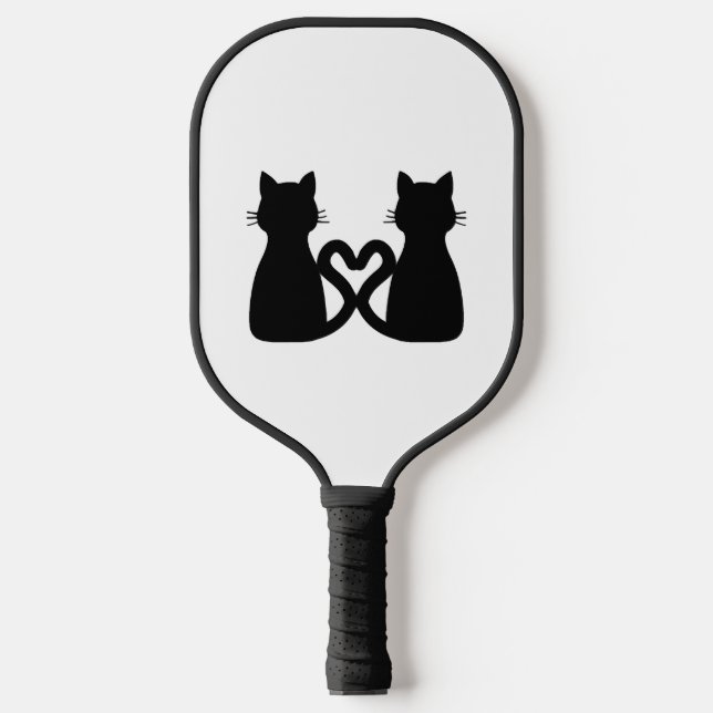 cats heart black pickleball paddle (Front)