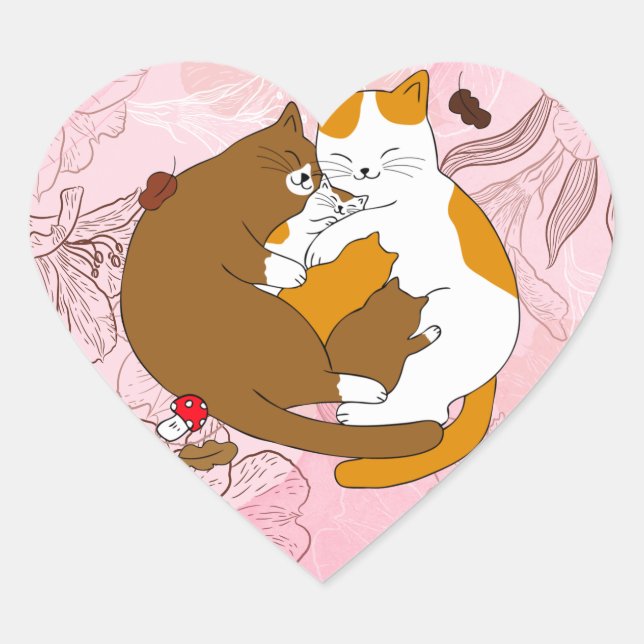 Cats Heart Sticker (Front)