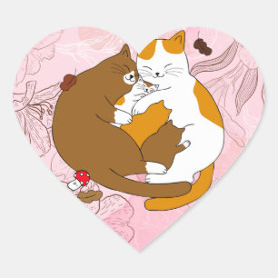 Cats Heart Sticker