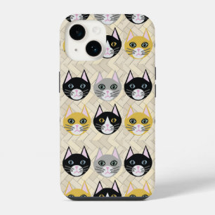 Cats Herringbone Beige iPhone 14 Case