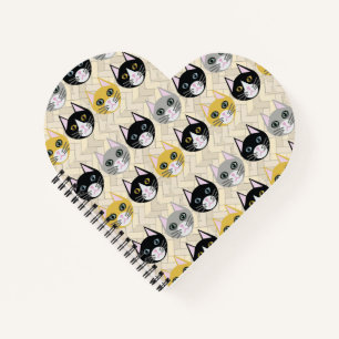 Cats Herringbone Beige Notebook