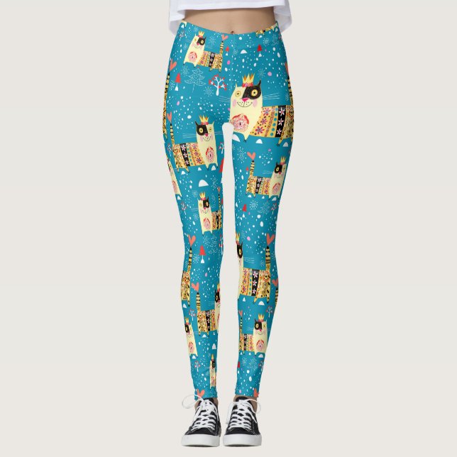 Cats, Hippie, Bohemian, and free spirit cats Leggings (Front)