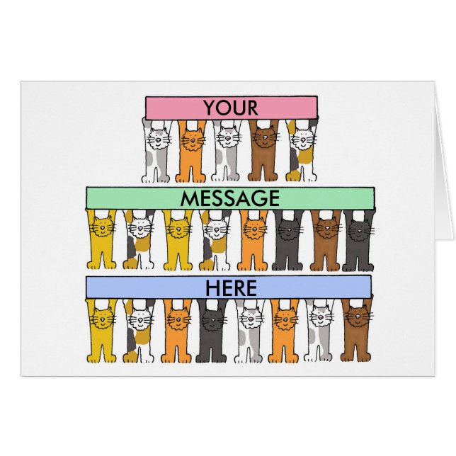 Cats Holding Banners to Customise (Front Horizontal)
