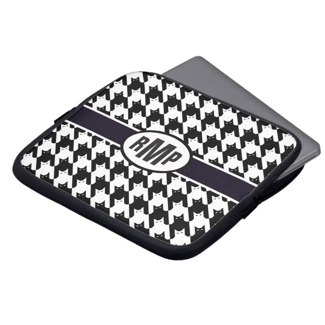 Cats Houndstooth Laptop Sleeve (Front Top)