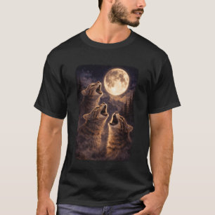 Cats Howling at Moon Vintage Funny Mystic T-Shirt