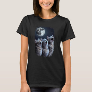 Cats Howling At The Moon Funny American Shorthair  T-Shirt