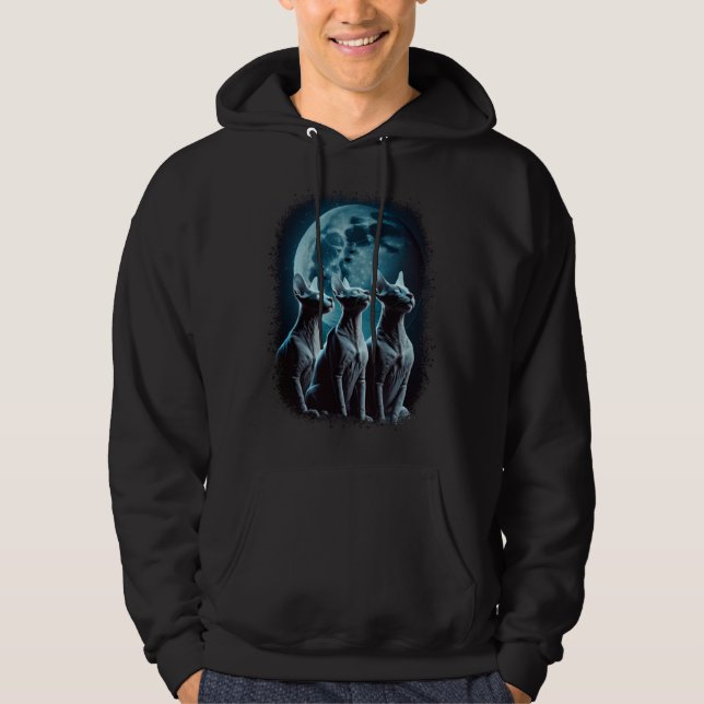 Cats Howling At The Moon  Hairless Sphynx Cat Hoodie (Front)