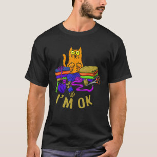 Cats I'm Ok Animal Kitten  Paw Love Pet Sewing T-Shirt