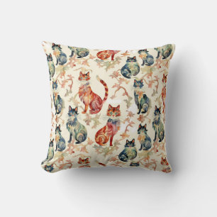 Cats in a Chinese Watercolor Pattern  Cushion