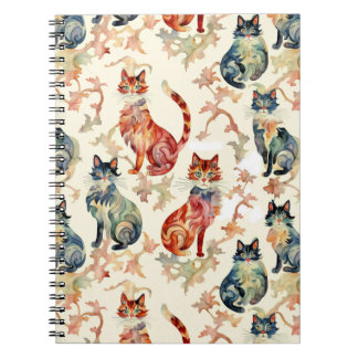 Cats in a Chinese Watercolor Pattern Notebook