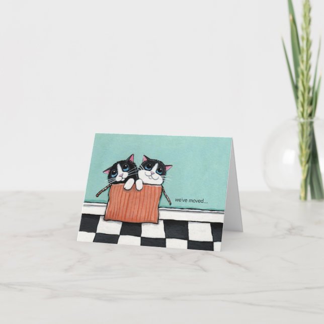 Cats in a Packing Box | We've Moved Note Card (Front)