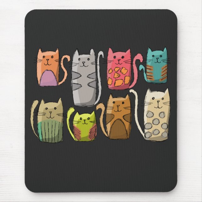 Cats in a row  mouse mat (Front)