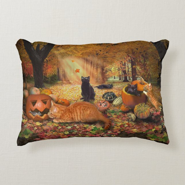 Cats in Autumn Decorative Cushion (Front)