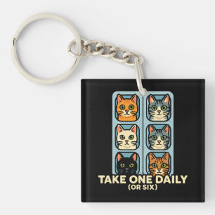 Cats In Blister Pack Medicine For Happiness Key Ring