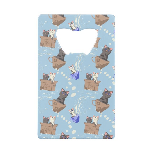 Cats in box and milk drops on blue (Front)