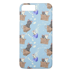 Cats in box and milk drops on blue iPhone 8 plus/7 plus case