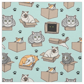 Cats in Boxes If I Fit I Sit, Funny Choose Colour Fabric