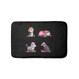 Cats In Christmas Cute Animal cat lovers Bath Mat