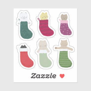 Cats in Christmas Stockings sticker pack