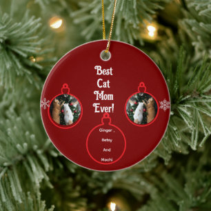 Cats In Christmas Tree Customize  Ceramic Tree Decoration