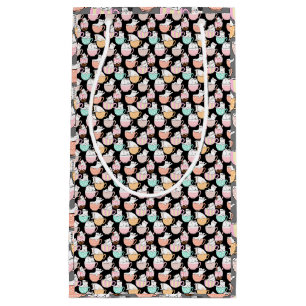 Cats in coffee cups 01. Black BG Small Gift Bag