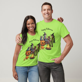 Cats in costume Halloween campfire T-Shirt