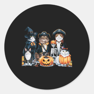 Cats In Costumes Fall Season Halloween Fun Cat Tee Classic Round Sticker