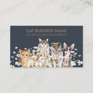 Cats in Daisies, Cute for Pet Sitter Cat Groomer Business Card