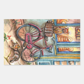 Cats in Front of Bakery Rectangular Sticker