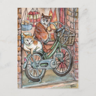 Cats in front of Meat Shop Postcard