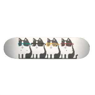 Cats In Glasses Row Pixel Art Skateboard